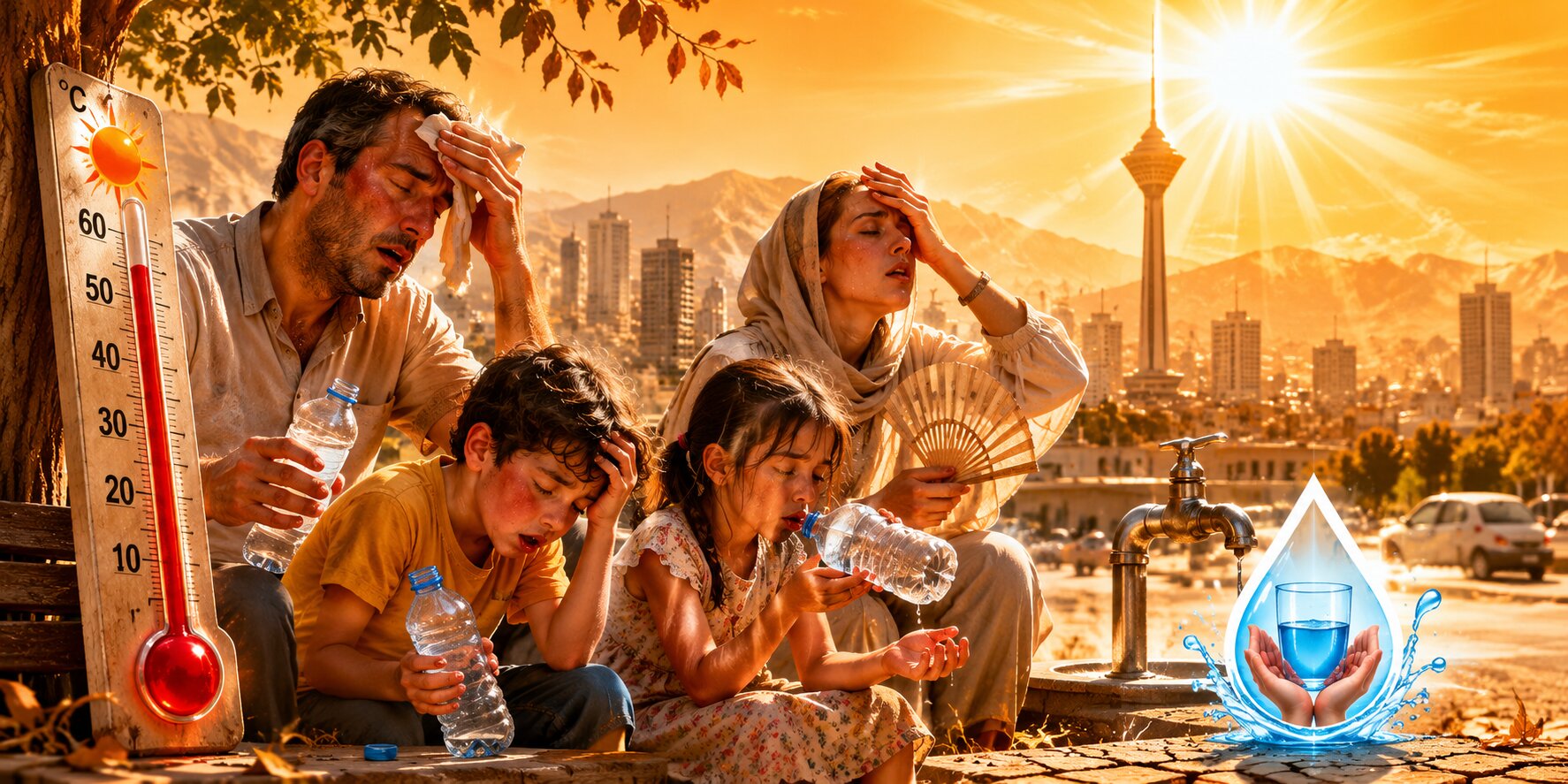 اهمیت مصرف آب در روزهای بسیار گرم تهران | چگونه از گرمازدگی و کم‌آبی بدن جلوگیری کنیم؟